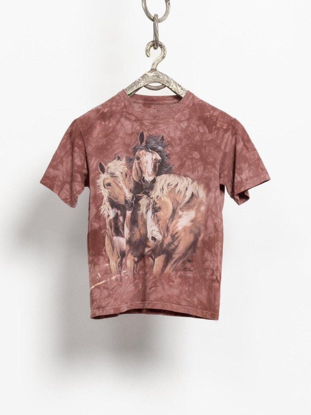HORSES TIE DYE Vintage Graphic Tees Horses T-Shirt Nature Wildlife 90's / Small